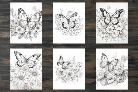 Butterflies and Flowers Coloring Pages Graphic by Creative Dream · Creative  Fabrica