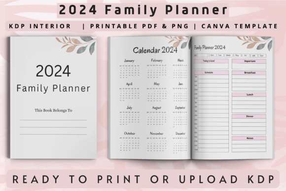 Family Planner 2024  KDP Interior Graphic by Interior Creative · Creative  Fabrica