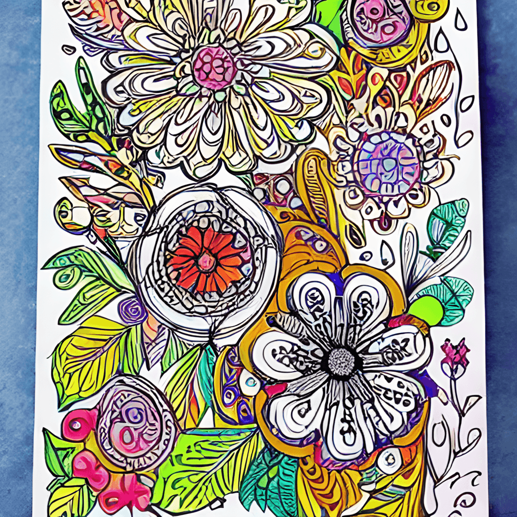 Boho Flowers Coloring Book Cover · Creative Fabrica