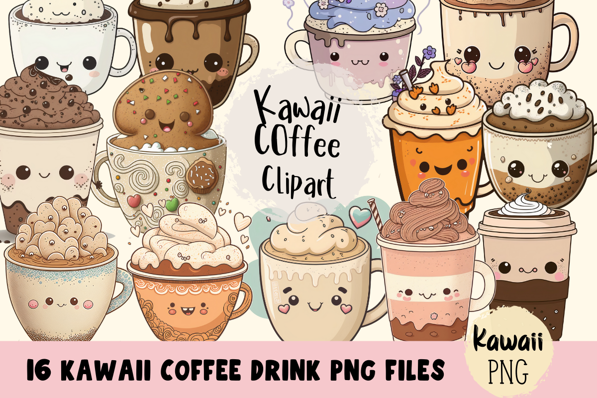 Coffee Clipart Kawaii Coffee Clipart Cute Coffee Clipart Coffee Clip Art  Coffee Graphics Coffee Clipart Kawaii Coffee Clipart (Instant Download) 