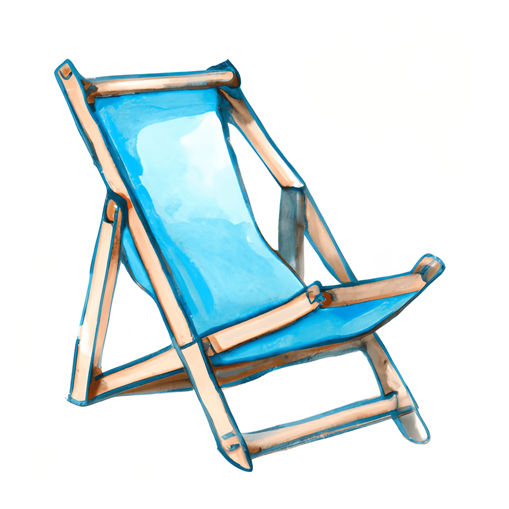 Watercolor Illustration of Isolated Blue Beach Chair · Creative Fabrica