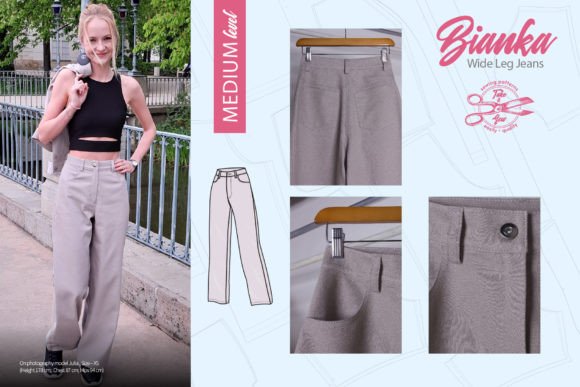 High Waisted Jeans Sewing Pattern Bianka Graphic by TakeAndSew