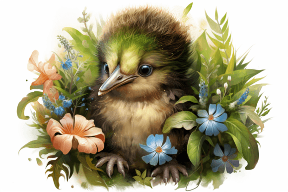 Baby Bird Viper and Scenery Graphic · Creative Fabrica