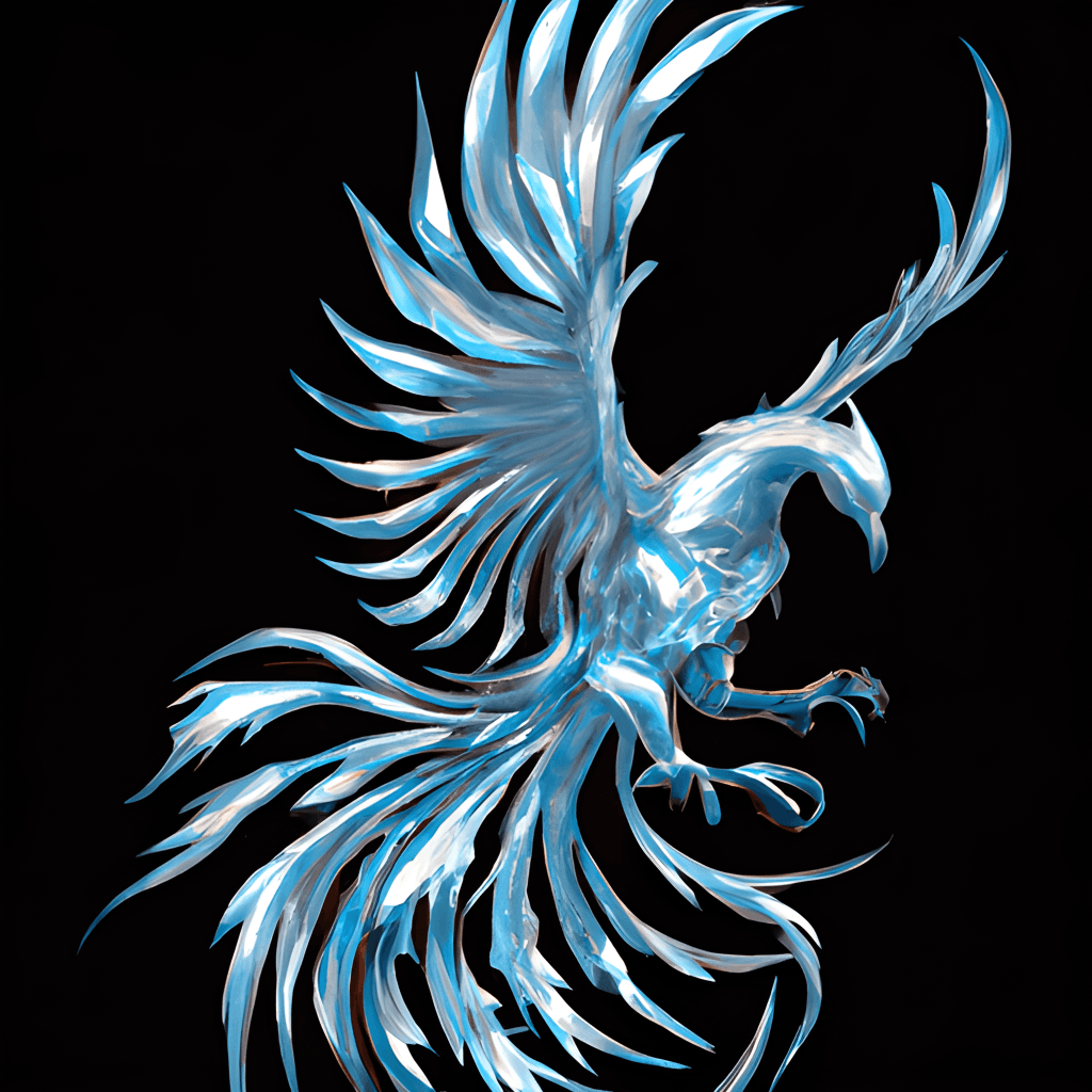 Metallic Silver and Blue Phoenix Hyper Realistic Graphic · Creative Fabrica