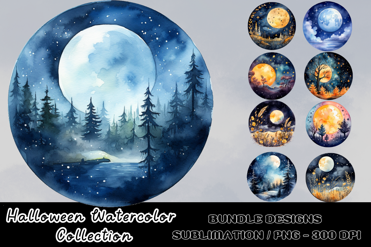 Watercolor Night Sky PNG Clipart Bundle Graphic by sasikharn · Creative ...