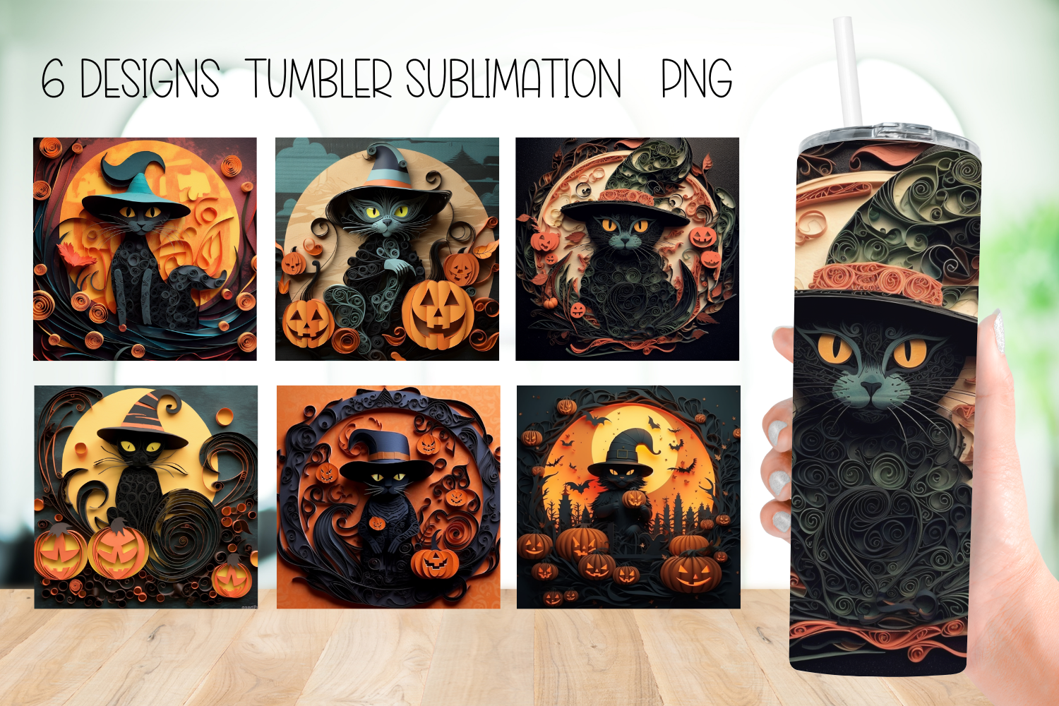 Cat Halloween Tumbler Sublimation Desig Graphic by Babydell Art ...
