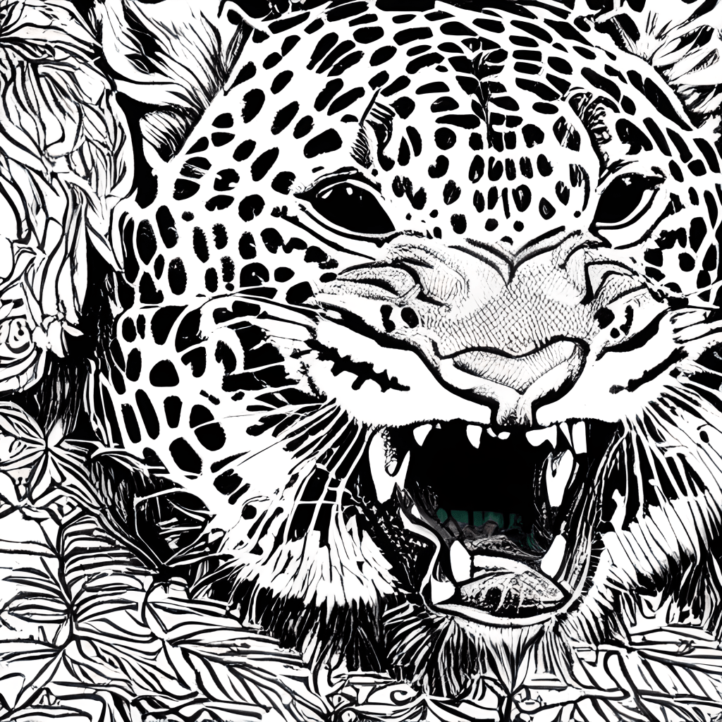 Jaguar Coloring Page Black and White · Creative Fabrica