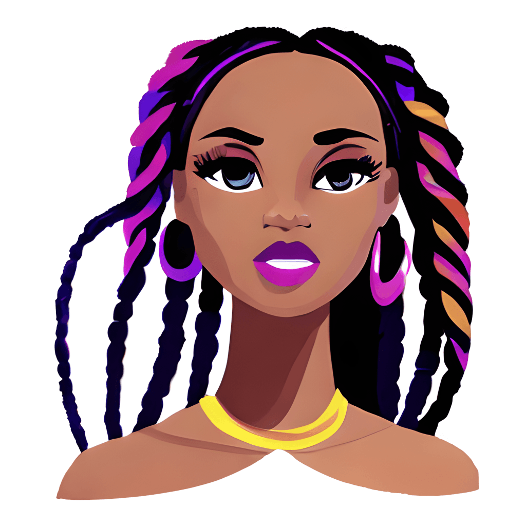 Beautiful African American Woman with Colored Braids · Creative Fabrica