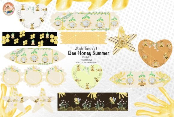 Bee Washi,Spring Washi,washi Tape Cute Graphic by Noomam Happy digital Art  · Creative Fabrica