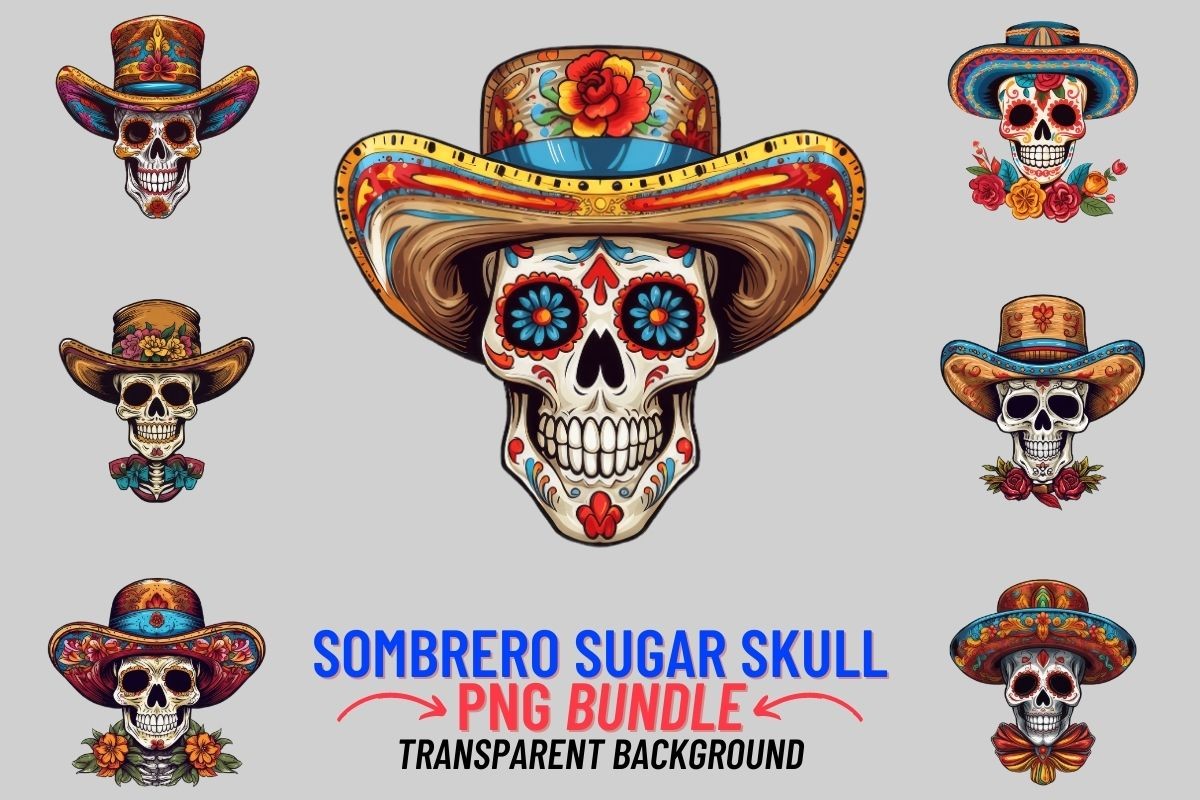 Sombrero Sugar Skull 12 PNG Clipart Graphic by DigitalCreativeDen ...