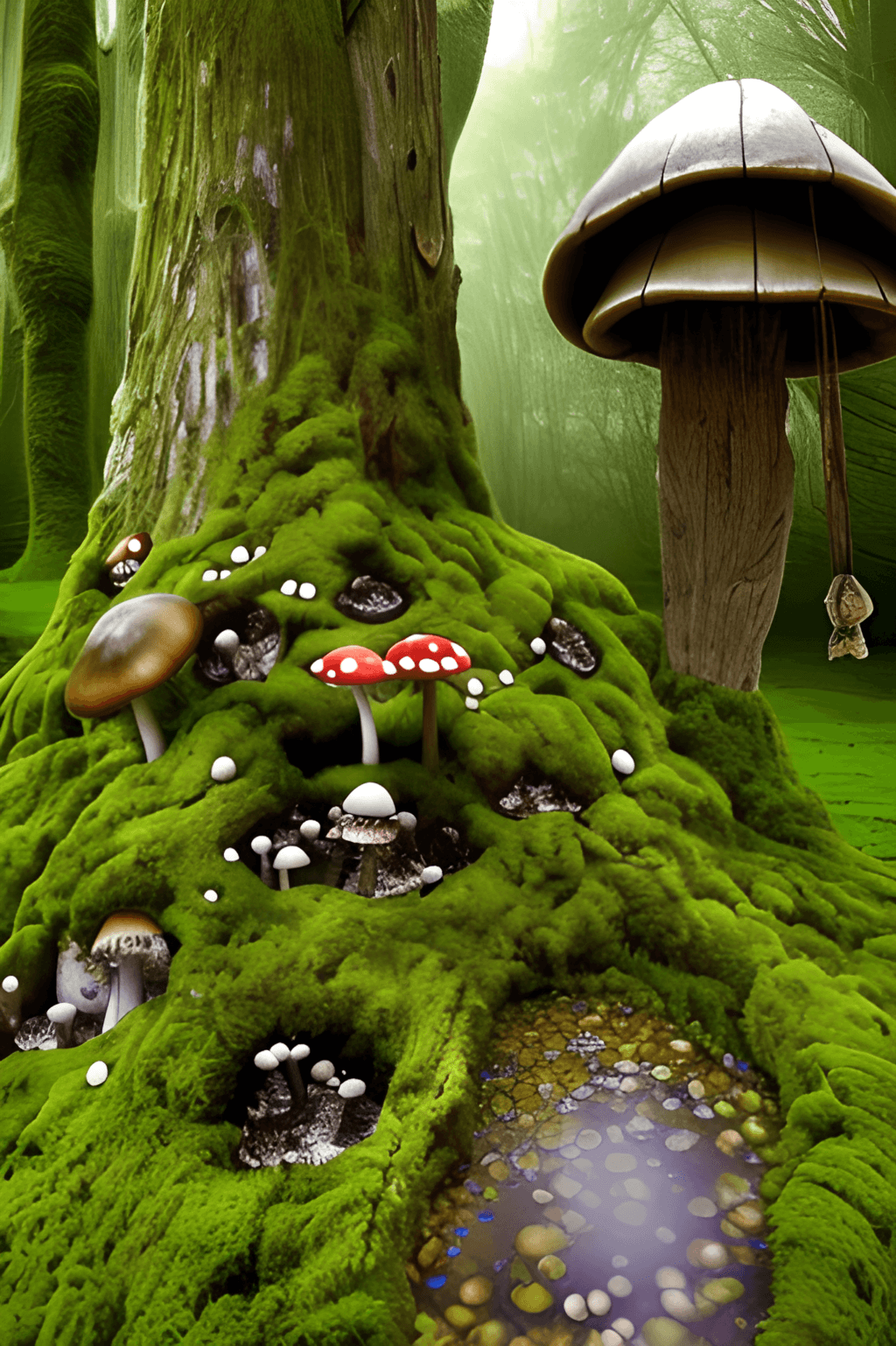 Rain Dripping Down Fairy Medieval Spa Mushroom Table · Creative Fabrica