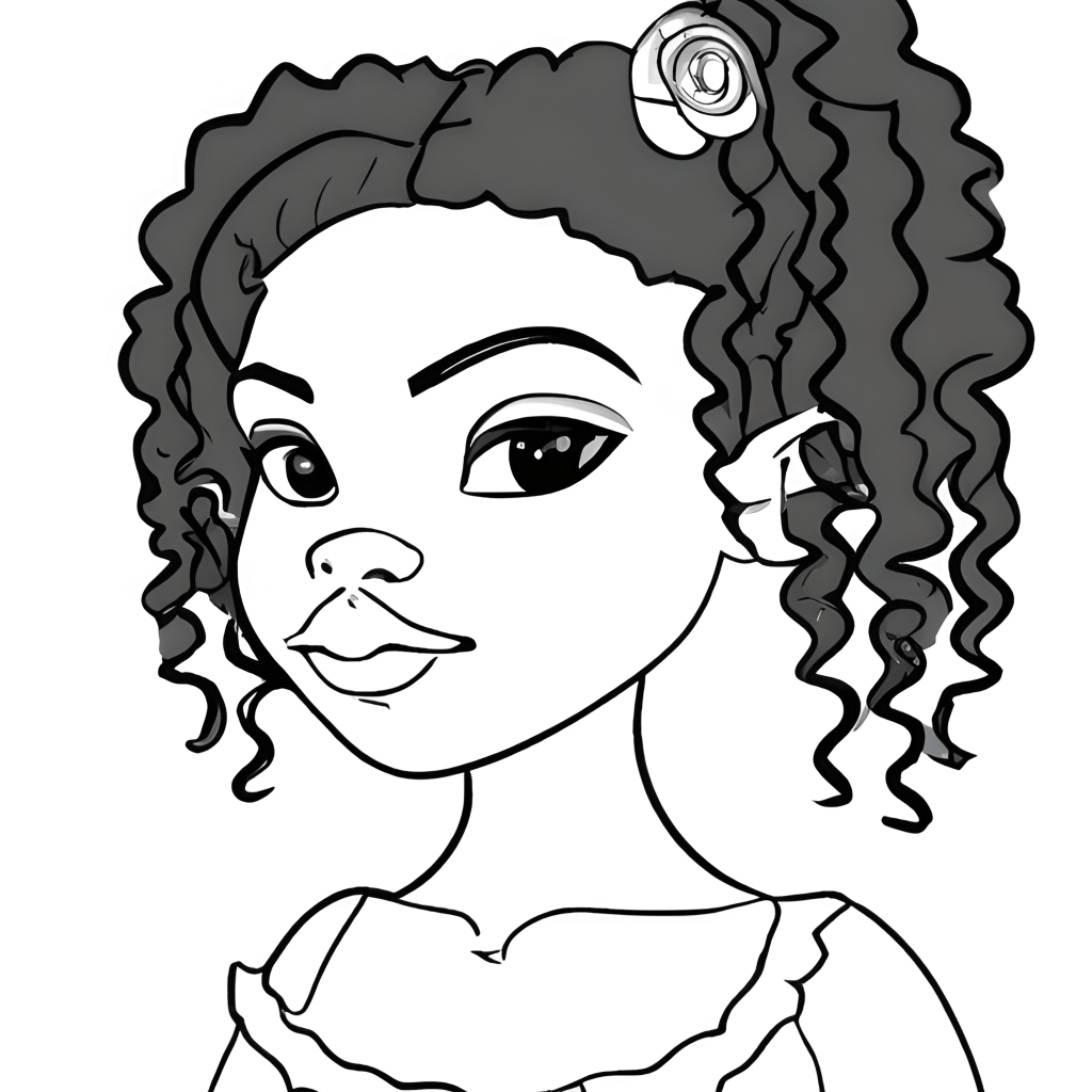 African American Girl Image with Updo Coloring Page · Creative Fabrica