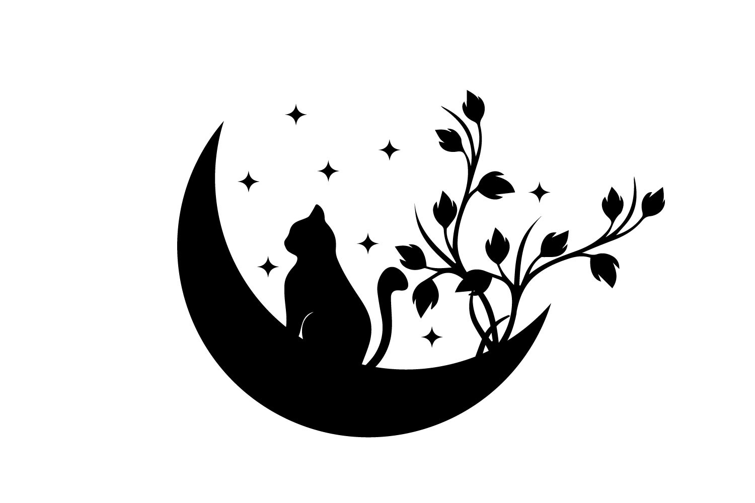 Cute Cat Moon Flower Svg Graphic by st · Creative Fabrica