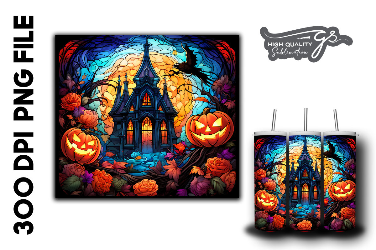 Haunted House Stain Glass Background 01 Graphic by Glamousita ...
