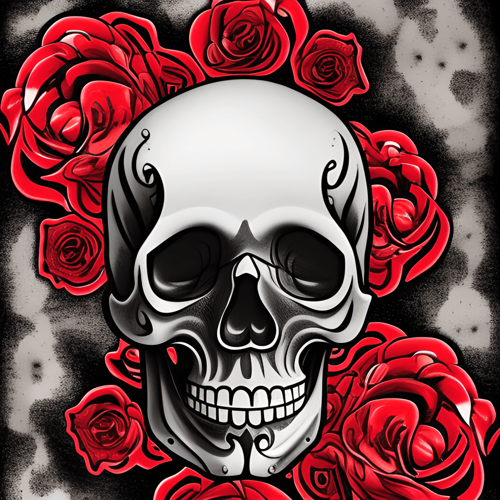 Human Skull Trash Polka Tattoo Graphic · Creative Fabrica