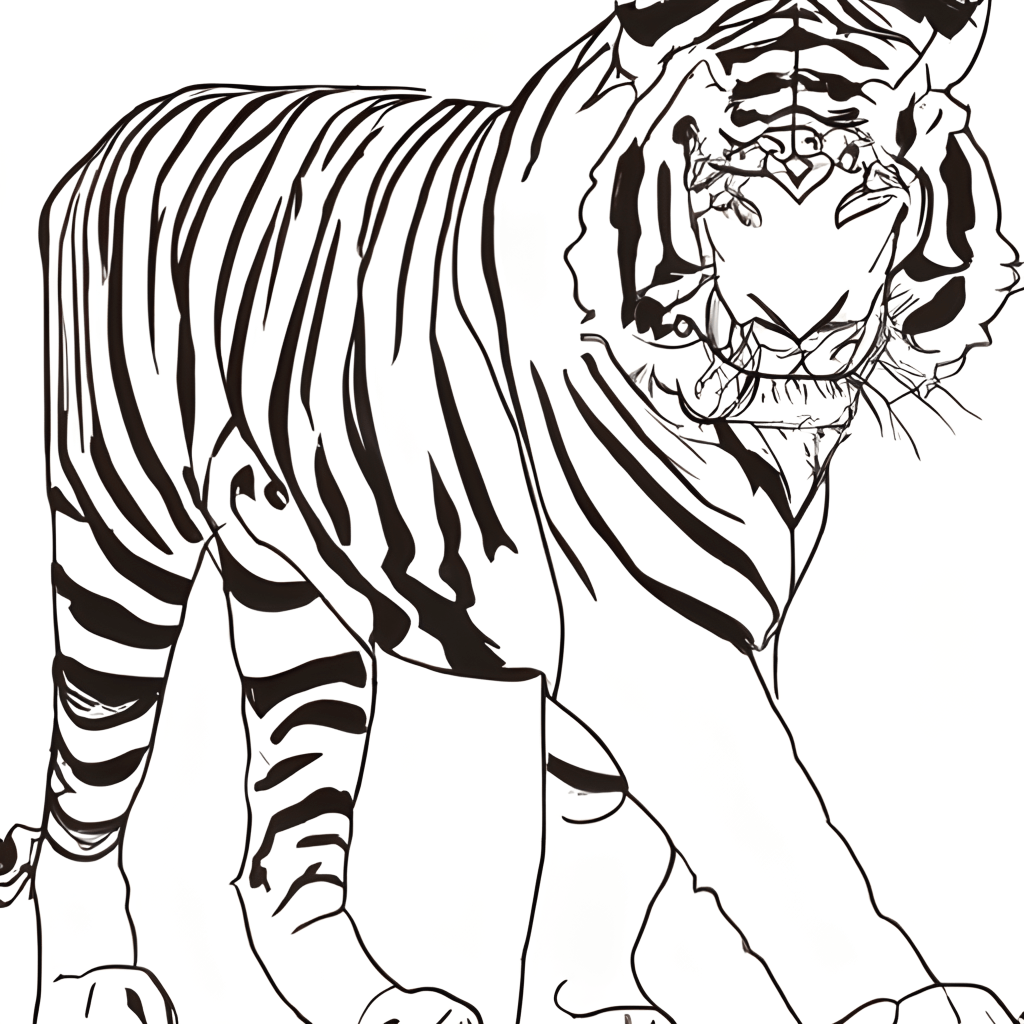 Tiger Clip Art Black and White · Creative Fabrica