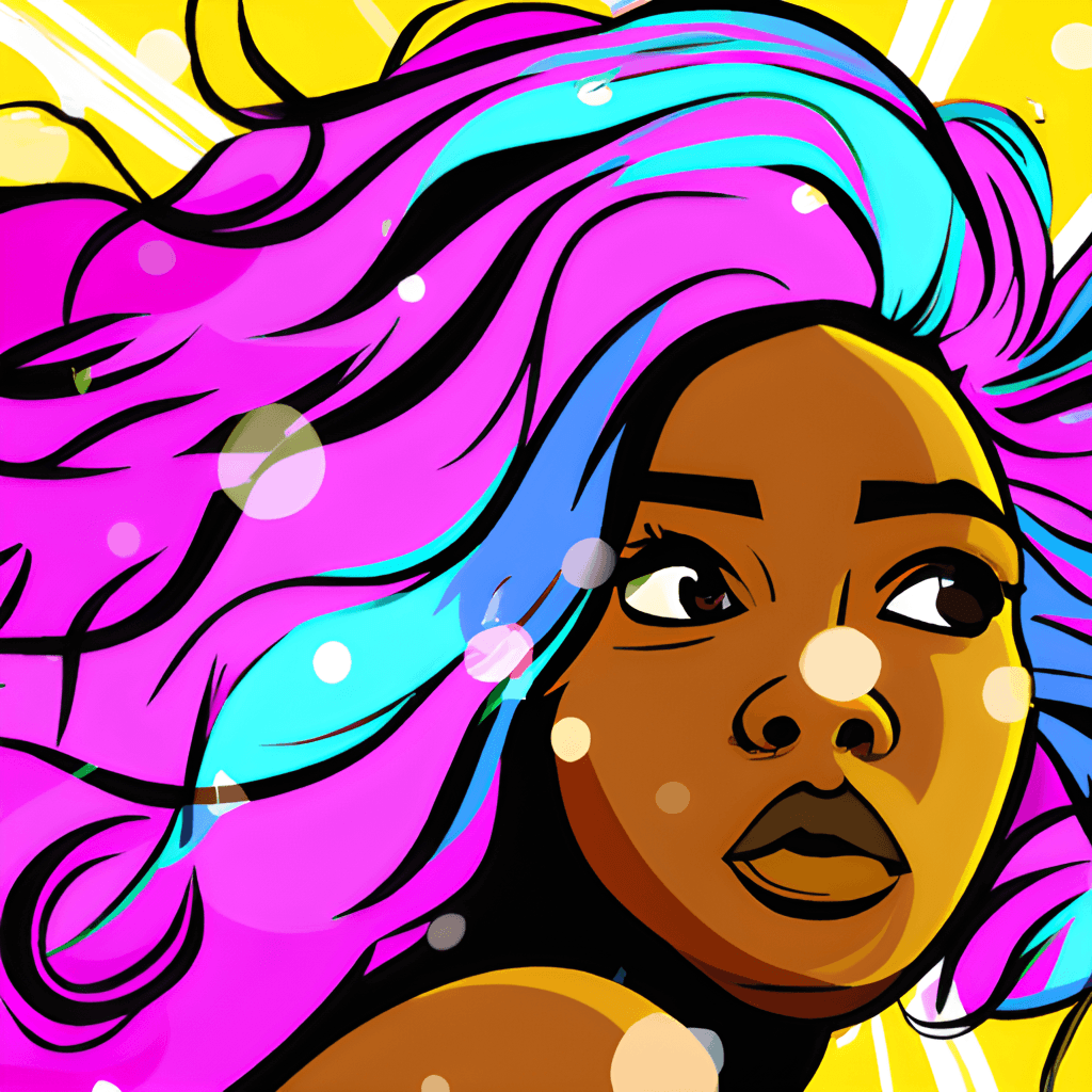 Beautiful Black Woman with Colorful Big Hair · Creative Fabrica