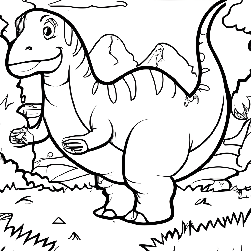 Dinosaur Cartoon Coloring Page · Creative Fabrica