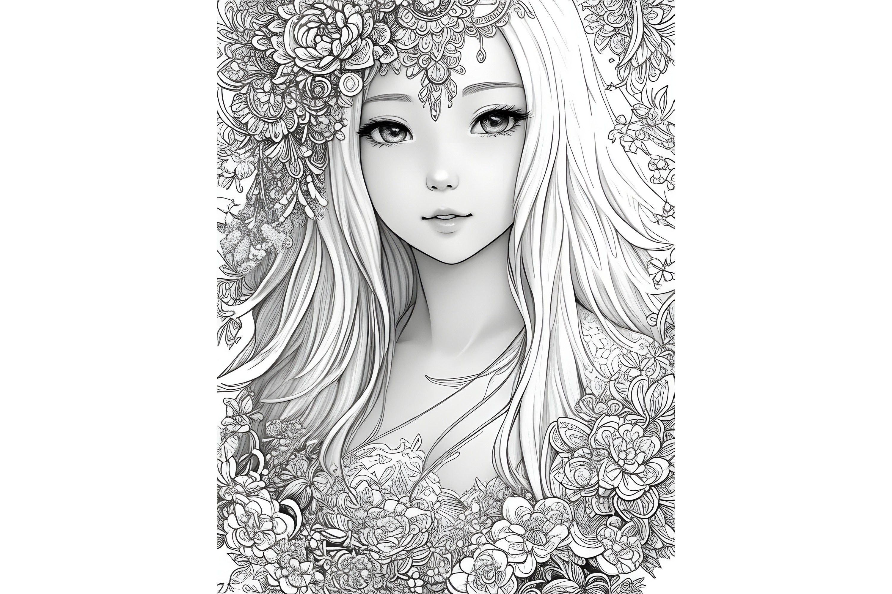 Female Coloring Page for Adults Graphic by Craftable · Creative Fabrica