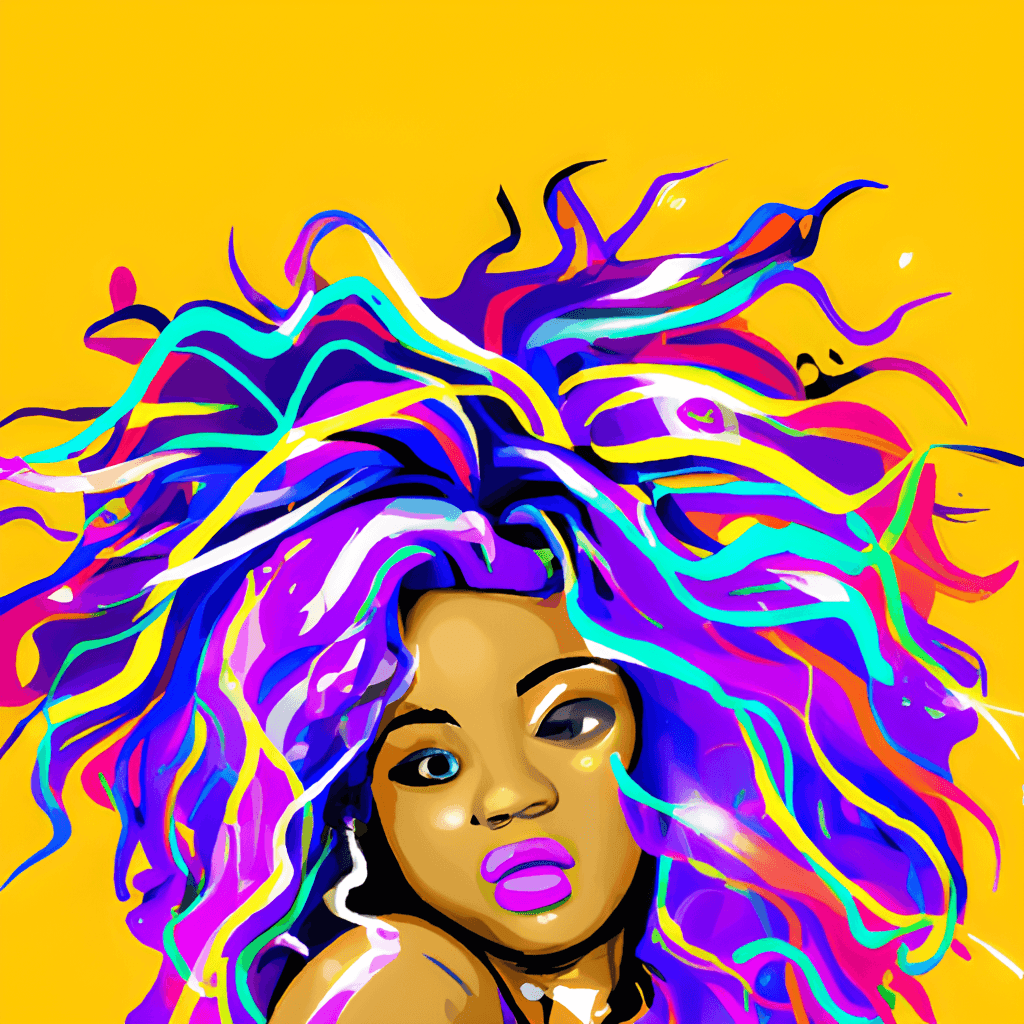Gorgeous Black Woman with Colorful Big Hair · Creative Fabrica