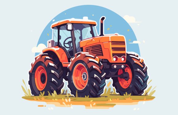 Red Farm Tractor Cartoon · Creative Fabrica