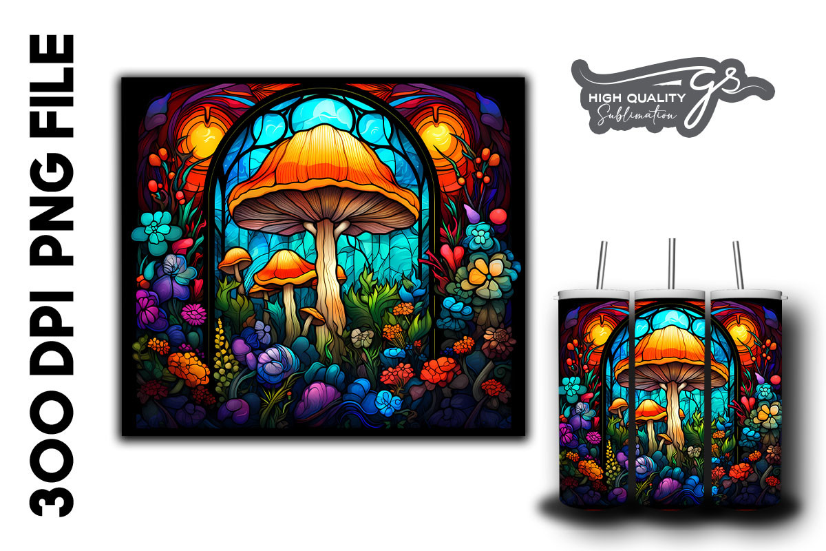 Mushroom Stain Glass Background 06 Graphic by Glamousita.Sublimation ...