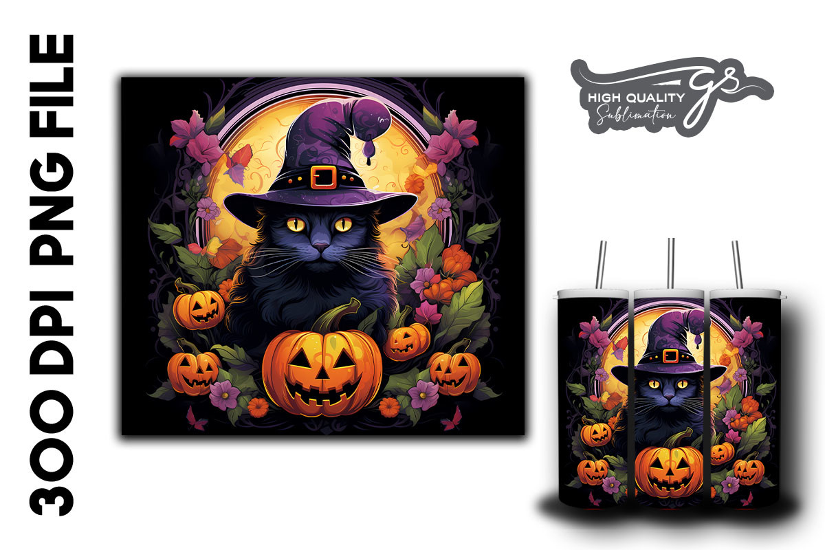 Halloween Cat Stain Glass Background 29 Graphic by Glamousita ...