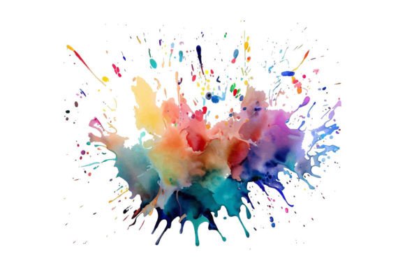 Rainbow Watercolor Ink Splash Splatter Graphic by pixeness · Creative  Fabrica