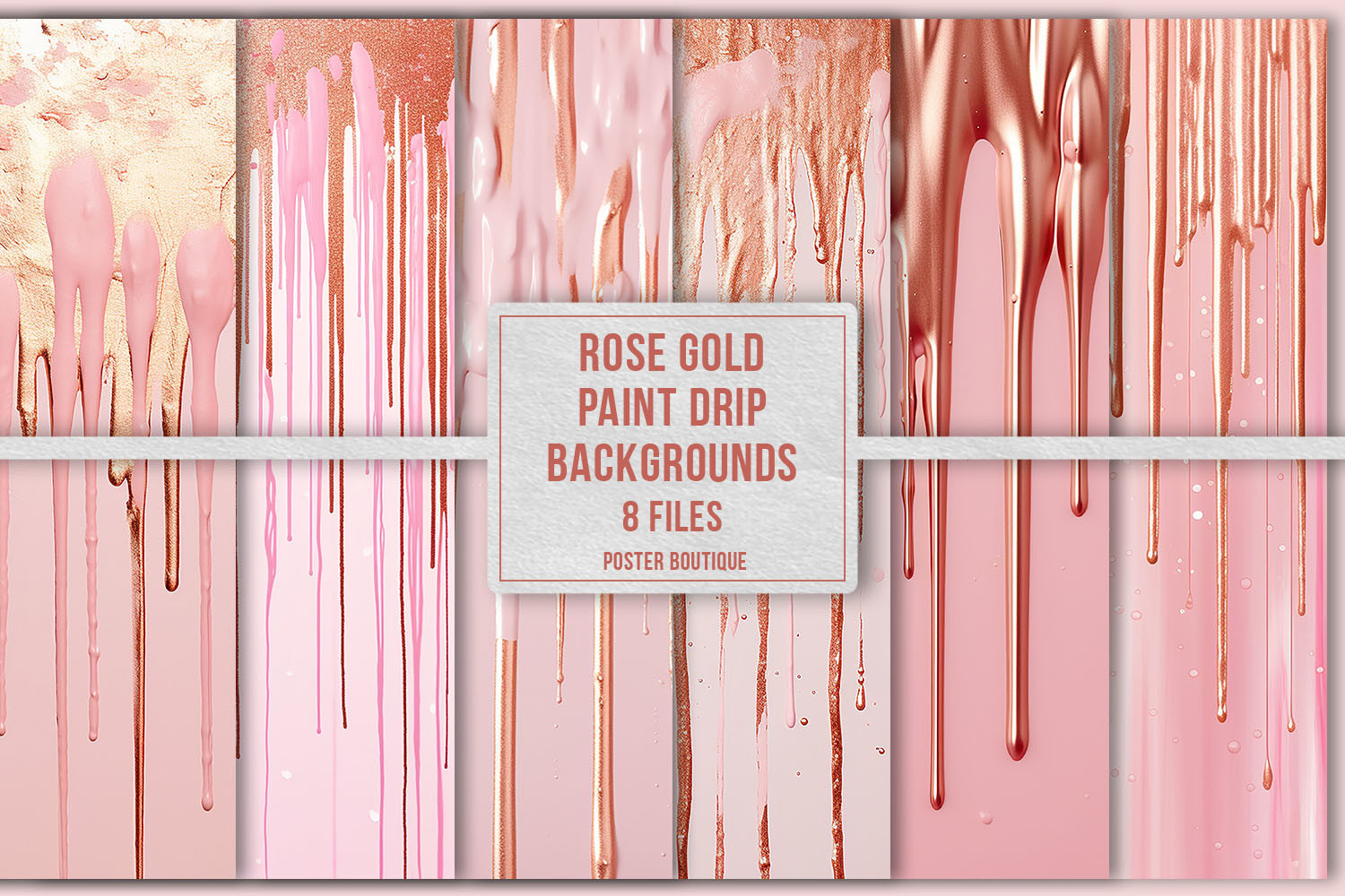 Rose Gold Paint Drip Backgrounds Pack Graphic by Poster Boutique · Creative  Fabrica