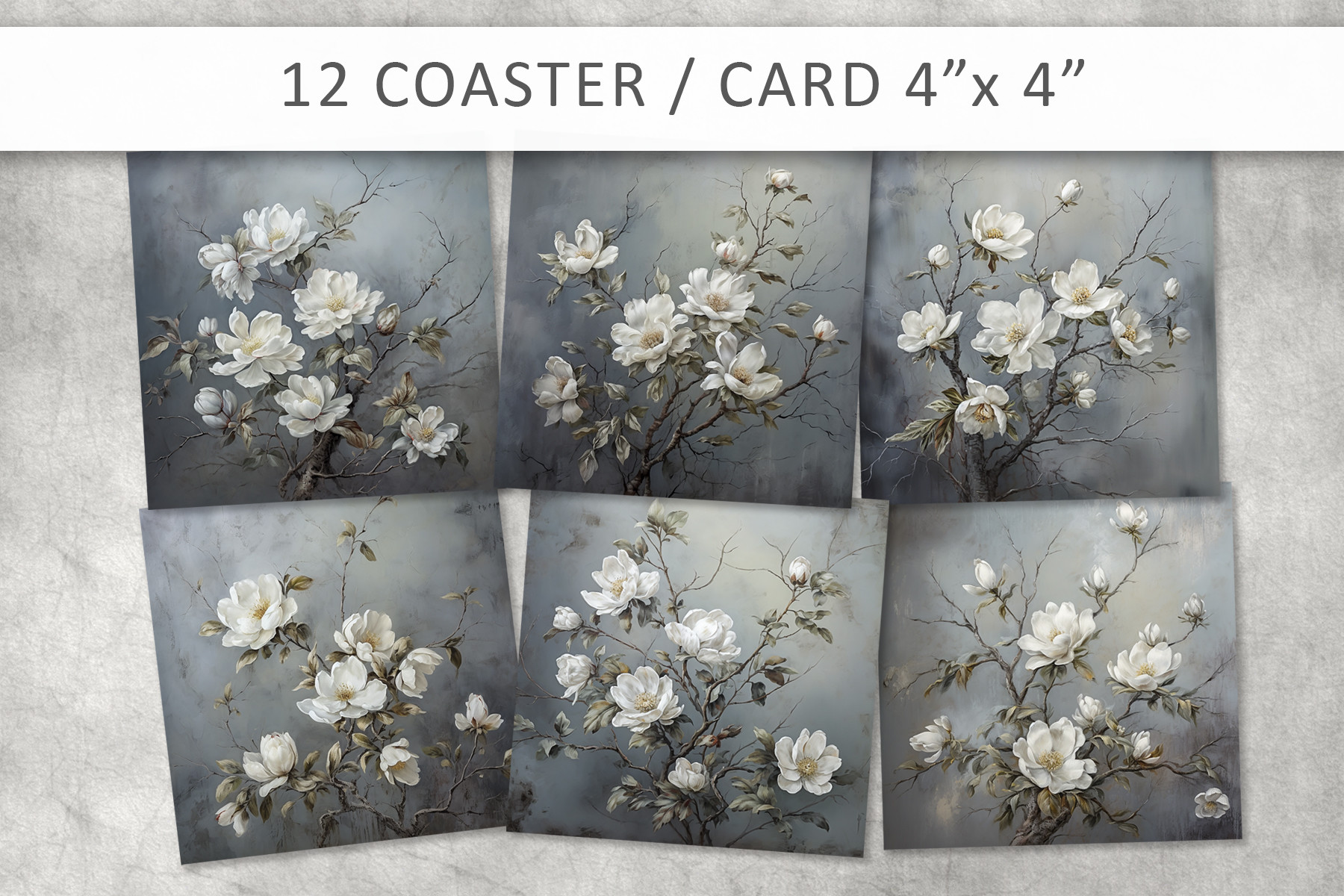 Twig with White Flowers Cards Graphic by AS Digitale · Creative Fabrica