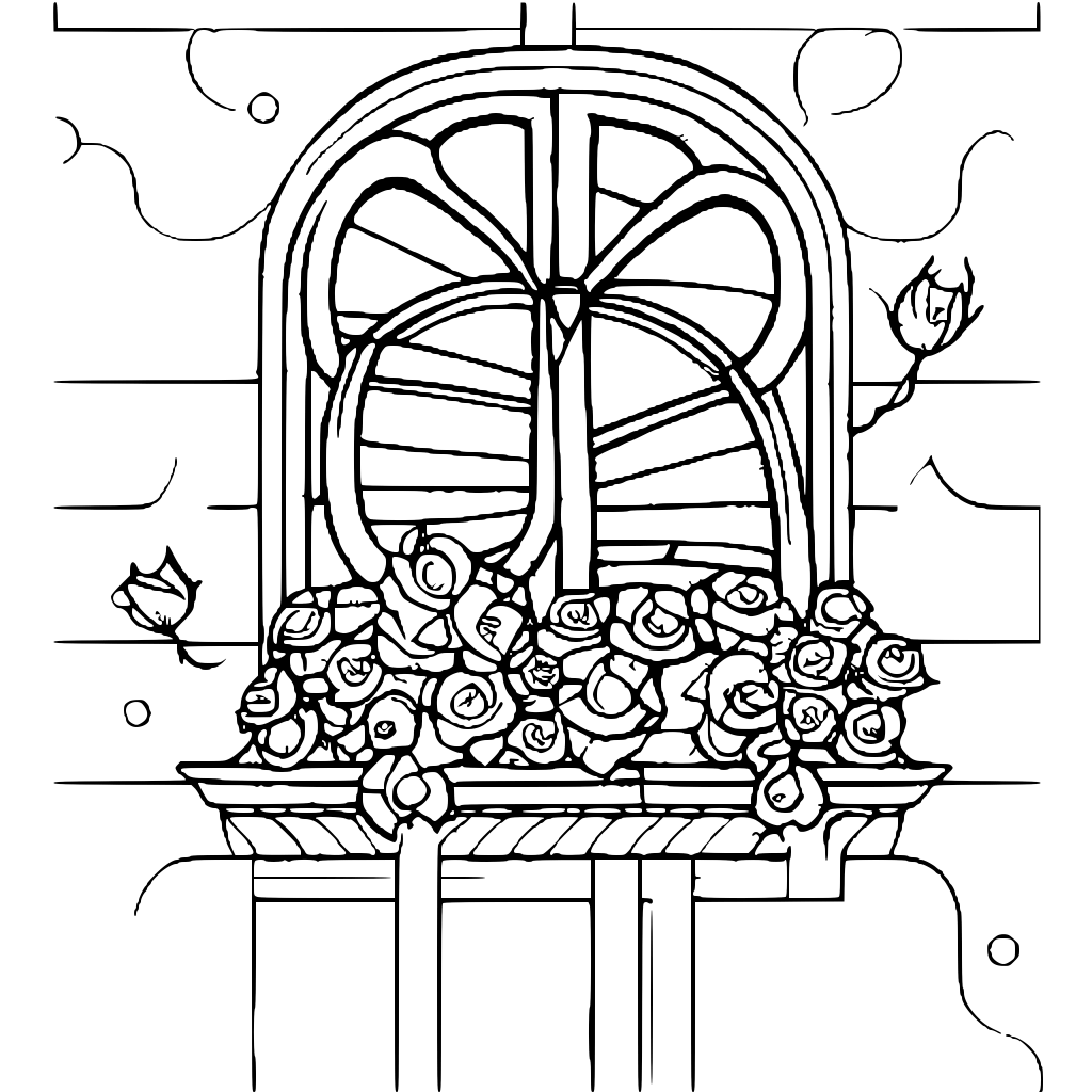 Magic Window with Roses Coloring Page · Creative Fabrica