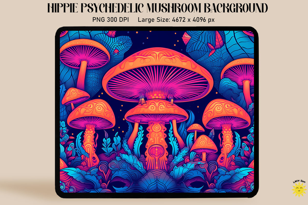 Vibrant Psychedelic Symmetry Mushrooms Graphic by Lazy Sun · Creative ...