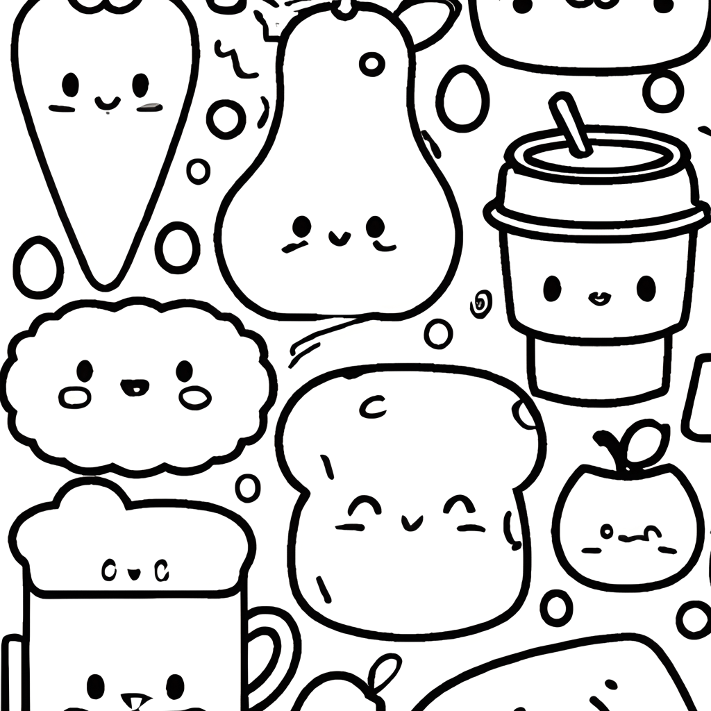 Coloring Page Black and White Sticker Kawaii · Creative Fabrica