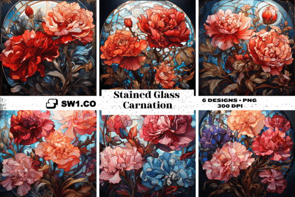 Carnation Stained Glass Background Graphic by sw1co design · Creative ...
