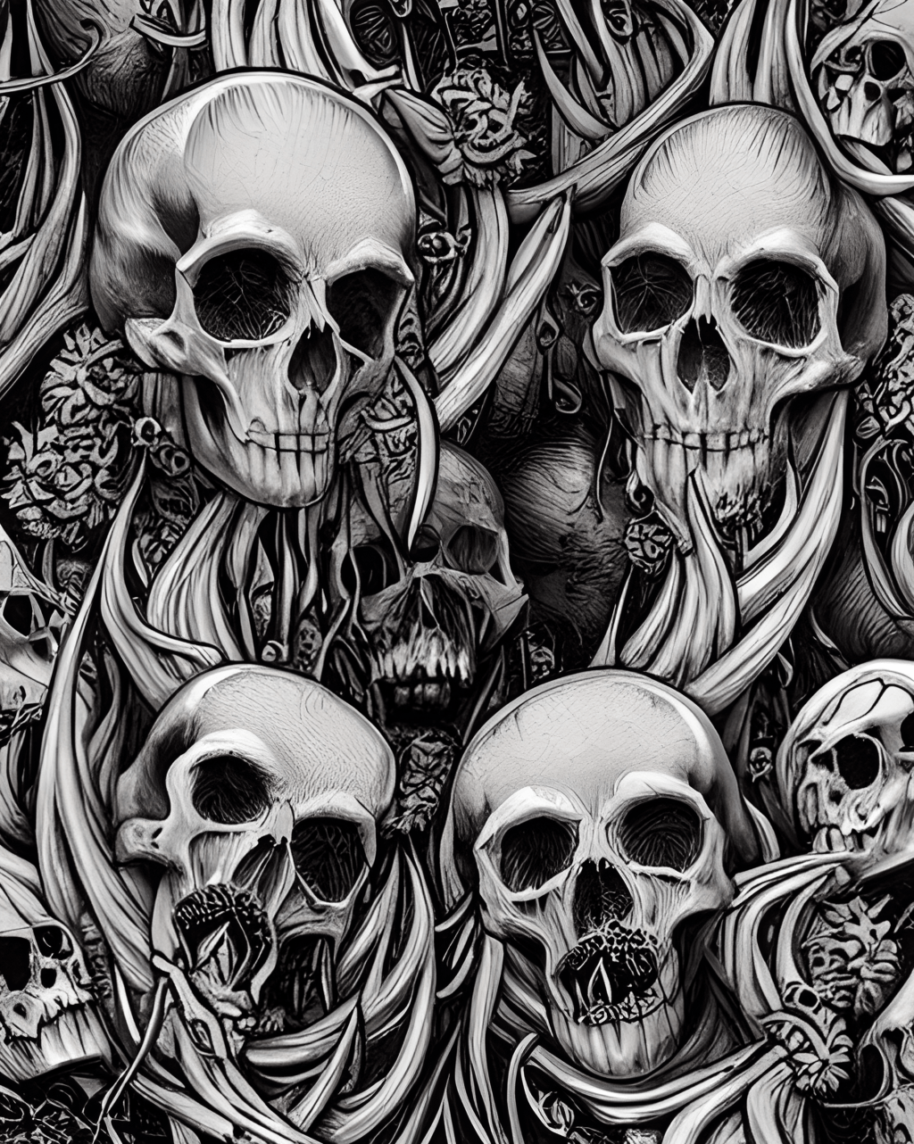 Graphic of Graveyard Bats Skulls Hyper Realistic Intricate Detail 300 ...