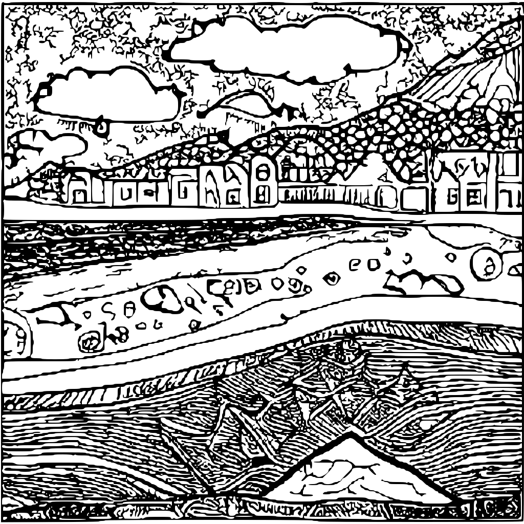 A Coloring Book Illustration of the Shore Line from Sea · Creative Fabrica