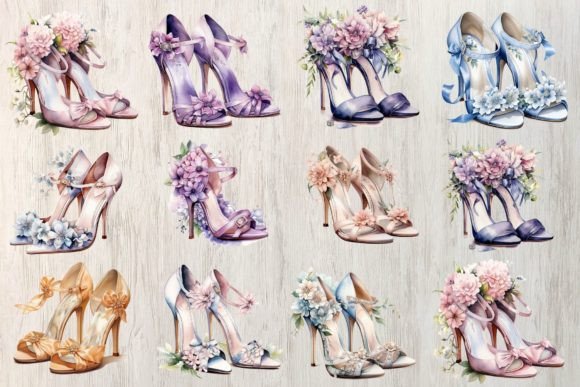Watercolor Bridal High Heels Clipart Graphic by Design SVG · Creative  Fabrica