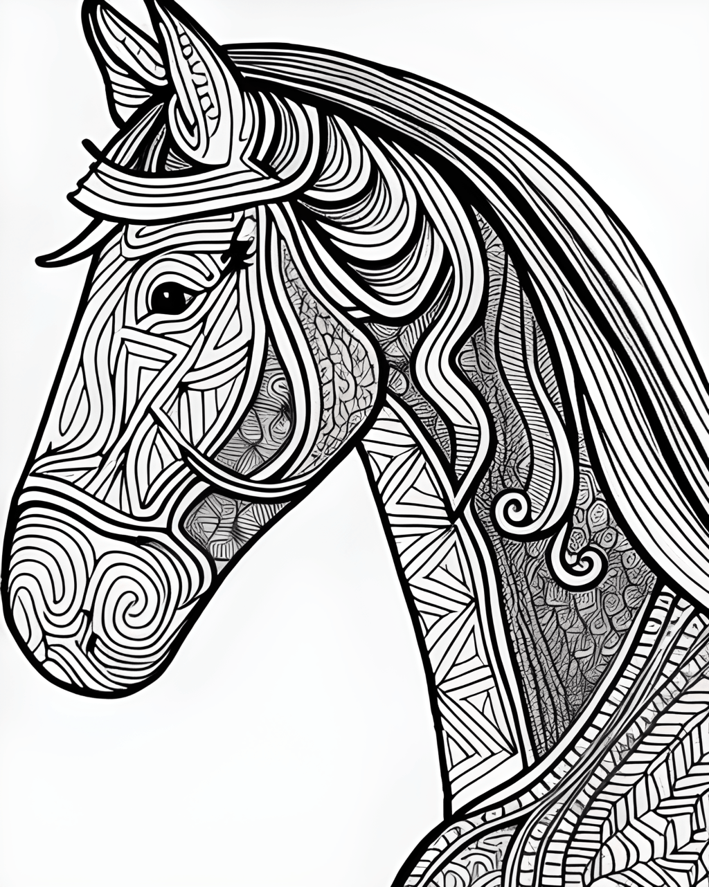 Horse Coloring Page Wonderful World of Horses · Creative Fabrica