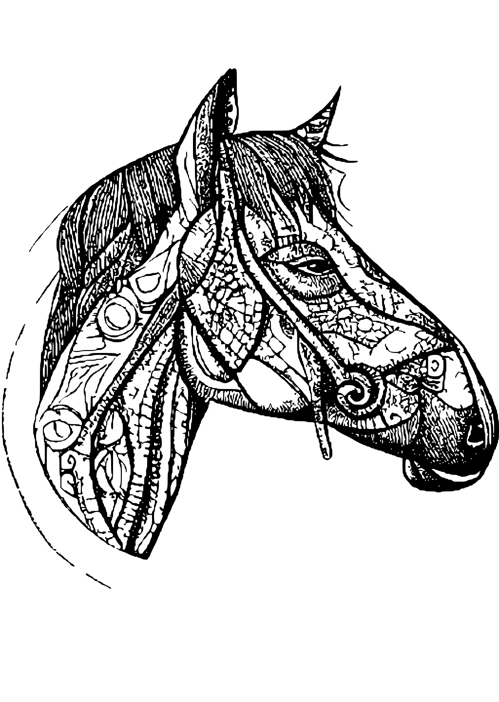 Horse Head Twisted Withers Coloring Page · Creative Fabrica