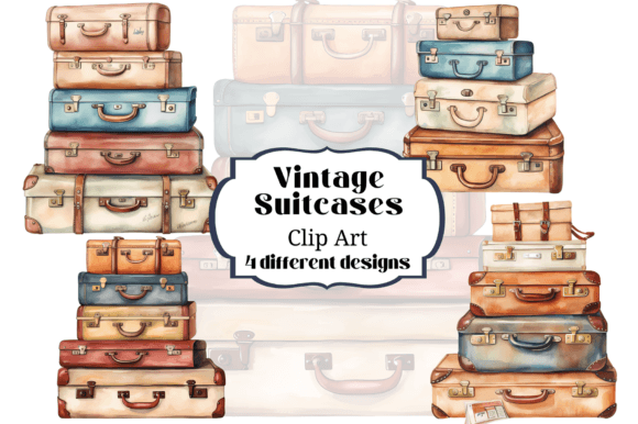 Vintage Travelling Suitcases Graphic by Quirk Junk Journals · Creative  Fabrica