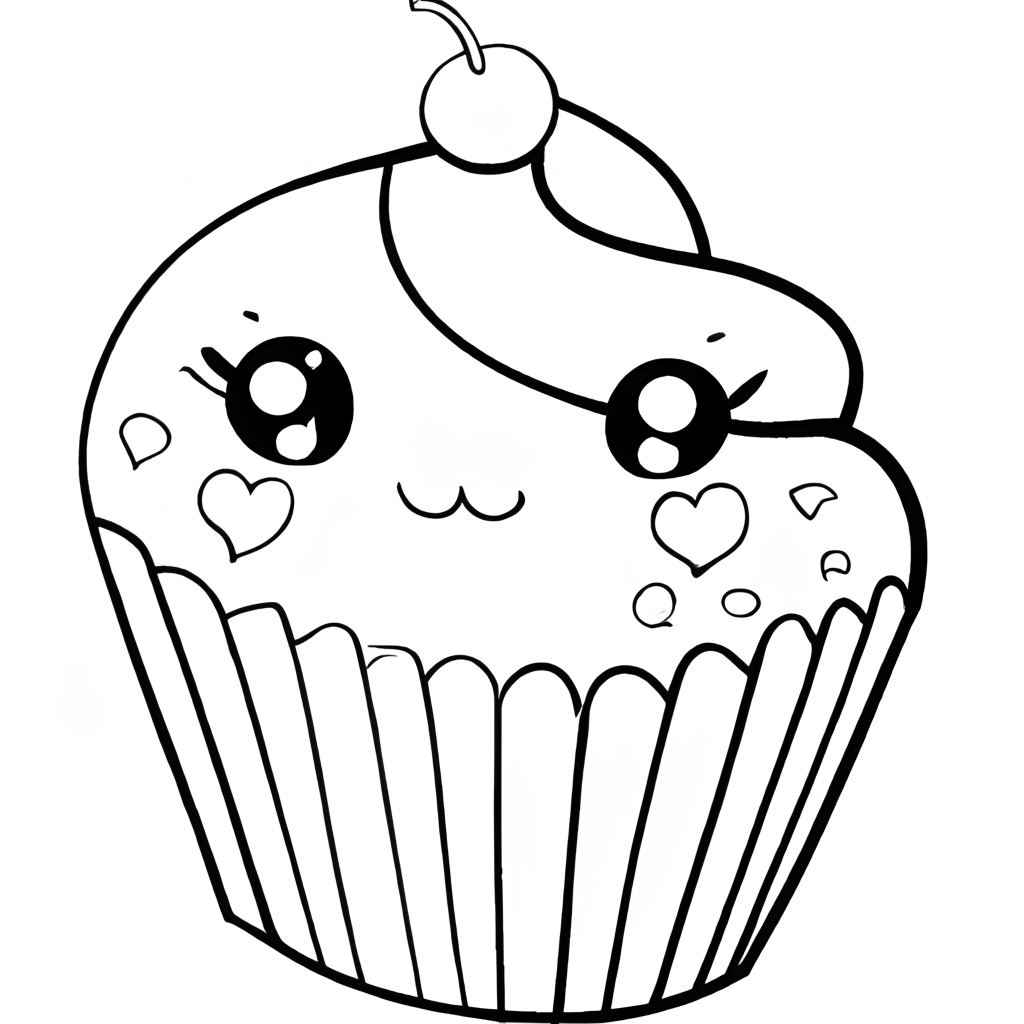 Cupcake Coloring Page · Creative Fabrica