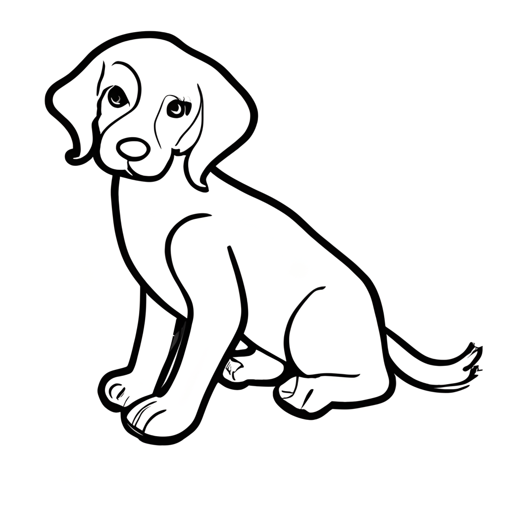 Dog Coloring Page Black and White Cartoon · Creative Fabrica