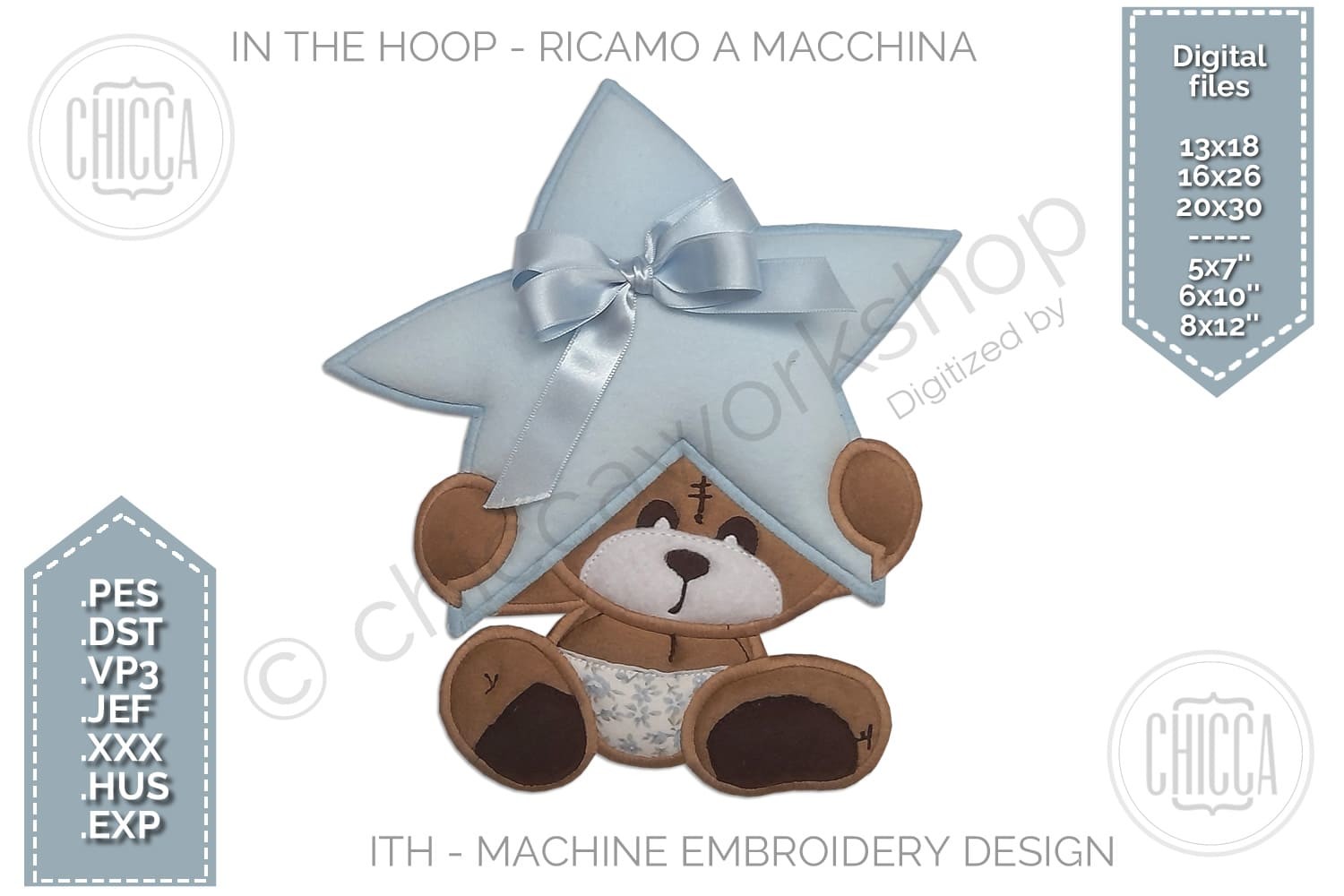 ITH Teddy Angel Cot Mobile Machine Embroidery Design With 