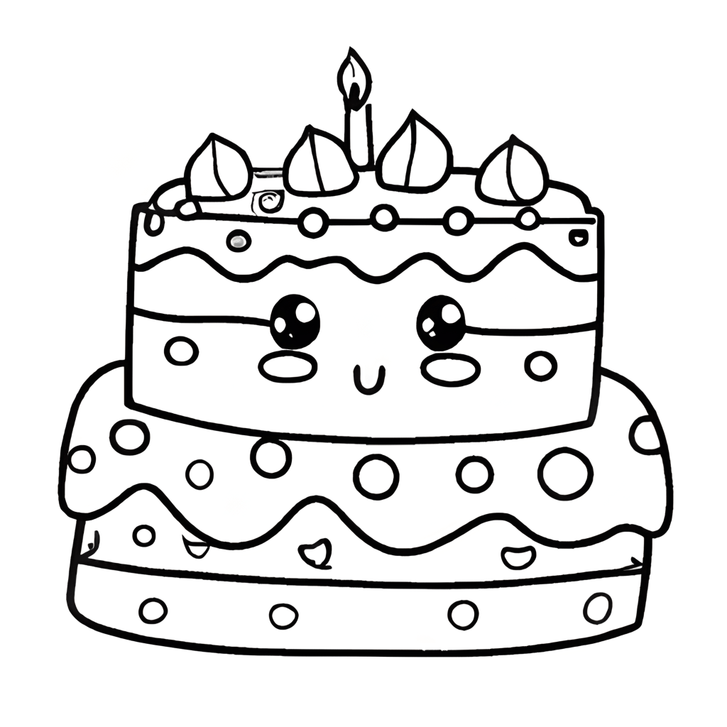Happy Birthday Cake Coloring Page · Creative Fabrica