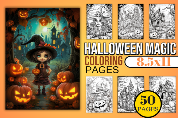 Halloween Magic Coloring Pages Graphic by pixargraph · Creative Fabrica