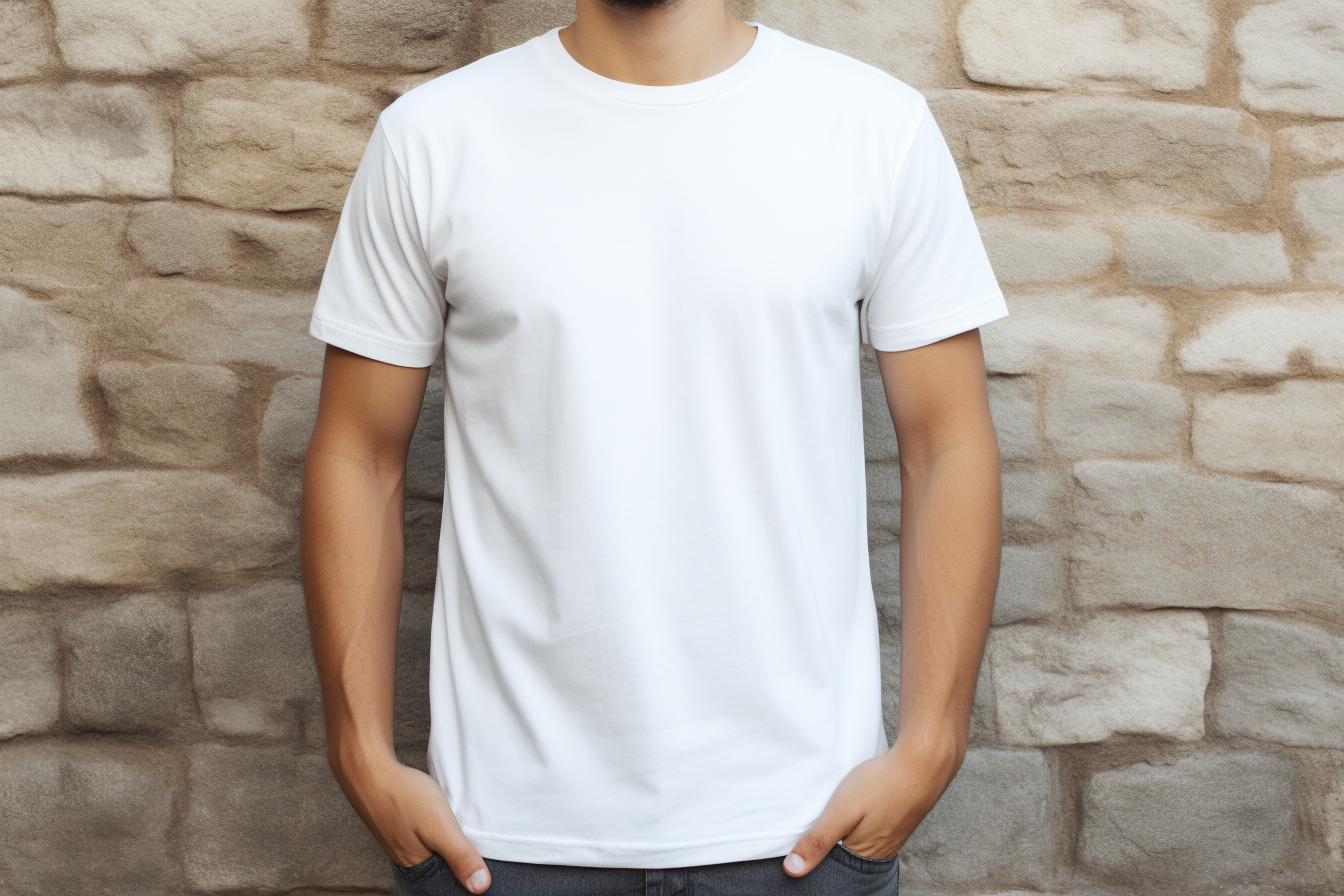 Man Wearing White T-Shirt Mockup Graphic by Illustrately · Creative Fabrica