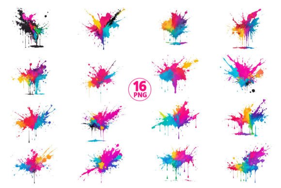 water color paint stains, rainbow color brush set vector