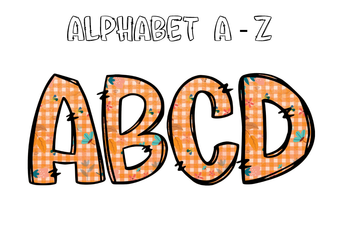 Fall Alphabet PNG, Doodle Letter1 Graphic by Digital Creative Art ...