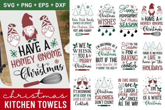 Christmas Kitchen Towels SVG Bundle Graphic by CraftlabSVG · Creative  Fabrica
