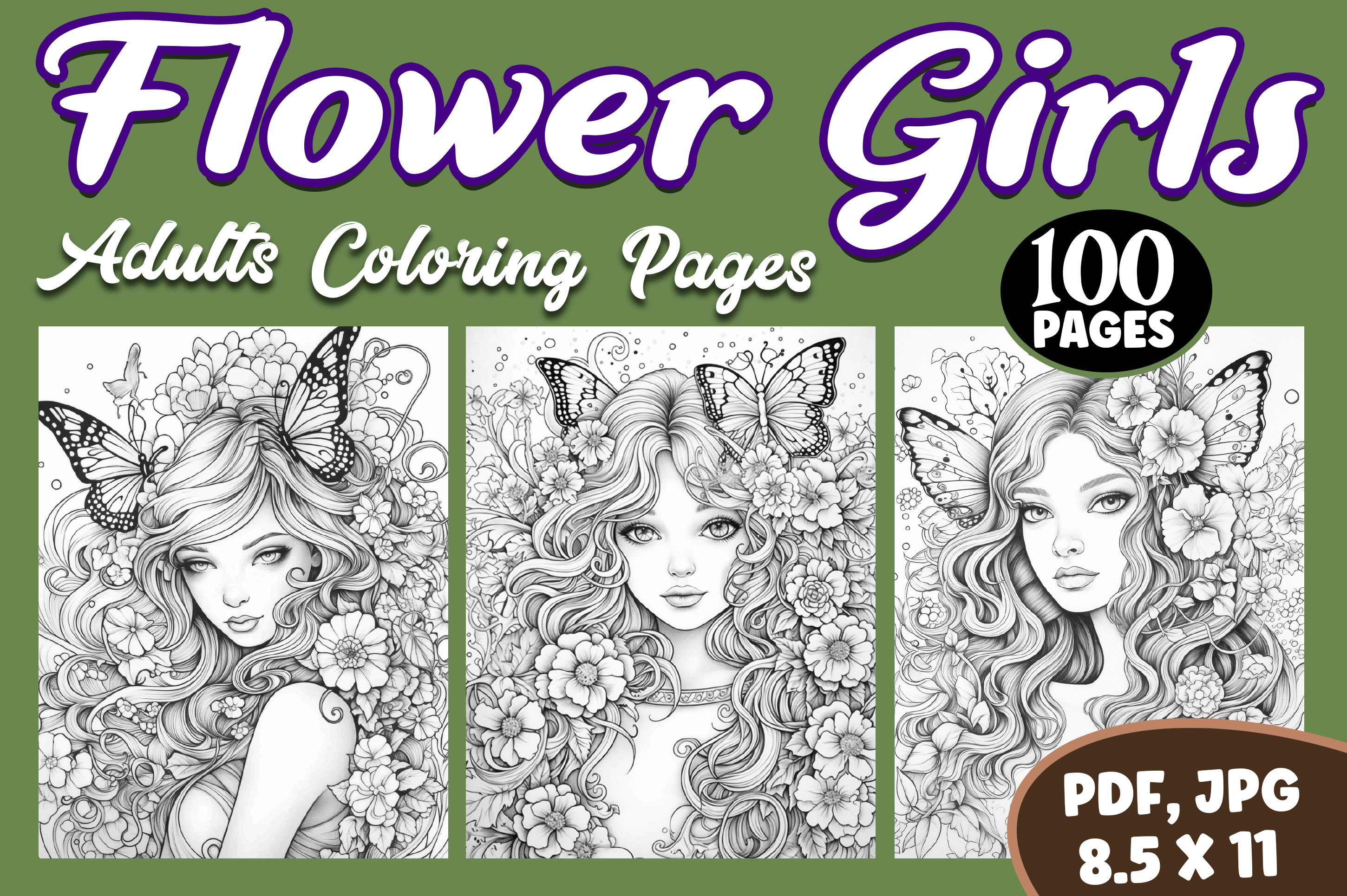 100 Flower Girl Coloring Pages for Adult Graphic by WinSum Art ...